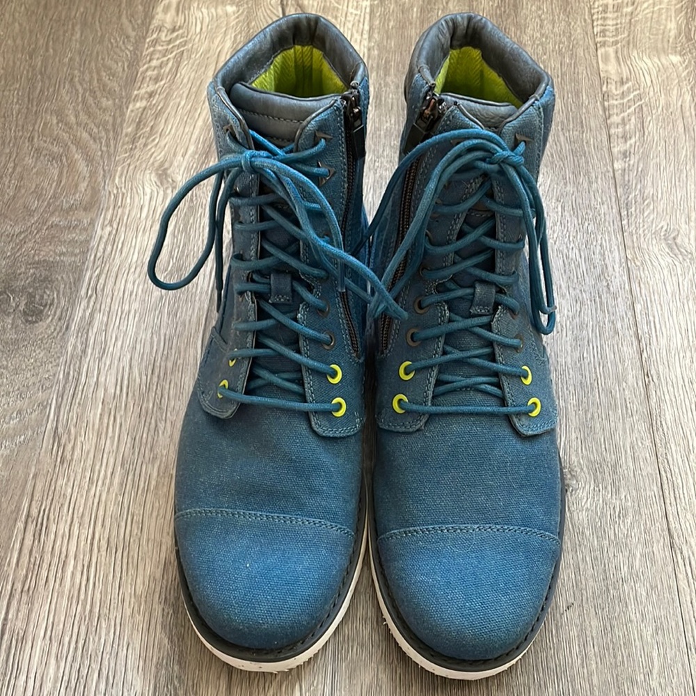 Mens TEVA Mason Tall Waxed Canvas Size 9 Navy Lace Up Side Zip Hiking Boots NEW